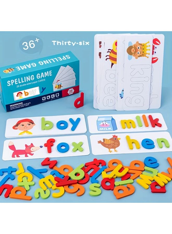 لعبة كلمات الألغاز مجموعة استكشاف الأبجدية بطاقات نشاط ممارسة التهجئة لأطفال ما قبل المدرسة - Image 3